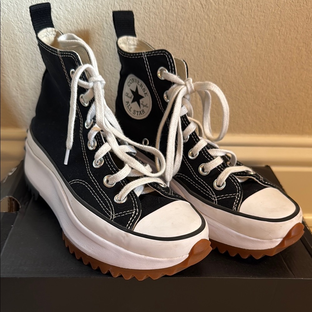 Converse Black and White High-Top Platform Sneakers